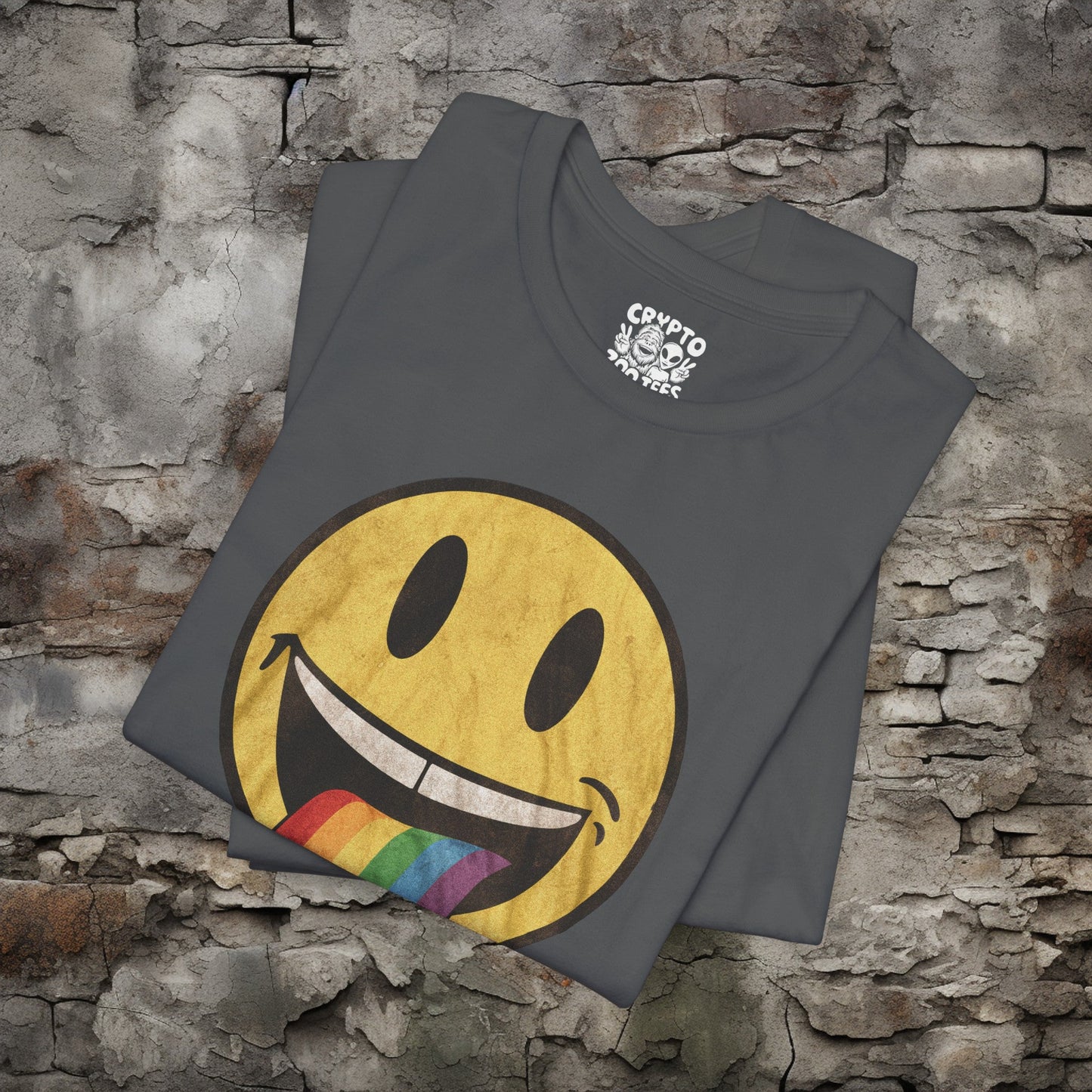 T-Shirt - Rainbow Tongue Smiley Face Shirt | Bella + Canvas Unisex T-shirt from Crypto Zoo Tees