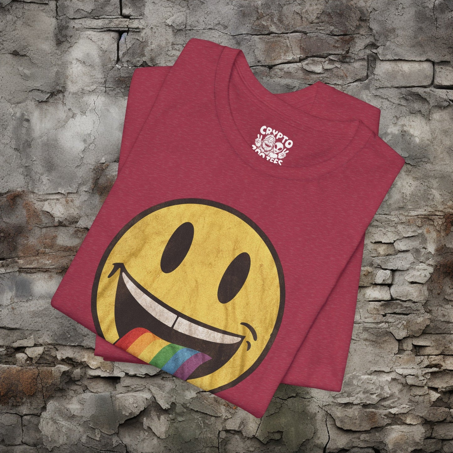 T-Shirt - Rainbow Tongue Smiley Face Shirt | Bella + Canvas Unisex T-shirt from Crypto Zoo Tees