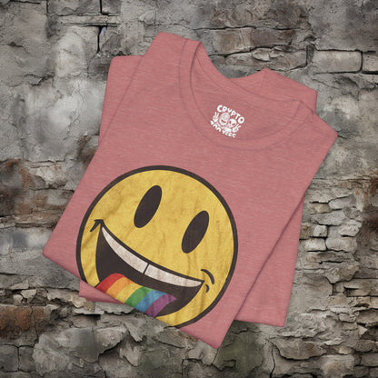 T-Shirt - Rainbow Tongue Smiley Face Shirt | Bella + Canvas Unisex T-shirt from Crypto Zoo Tees