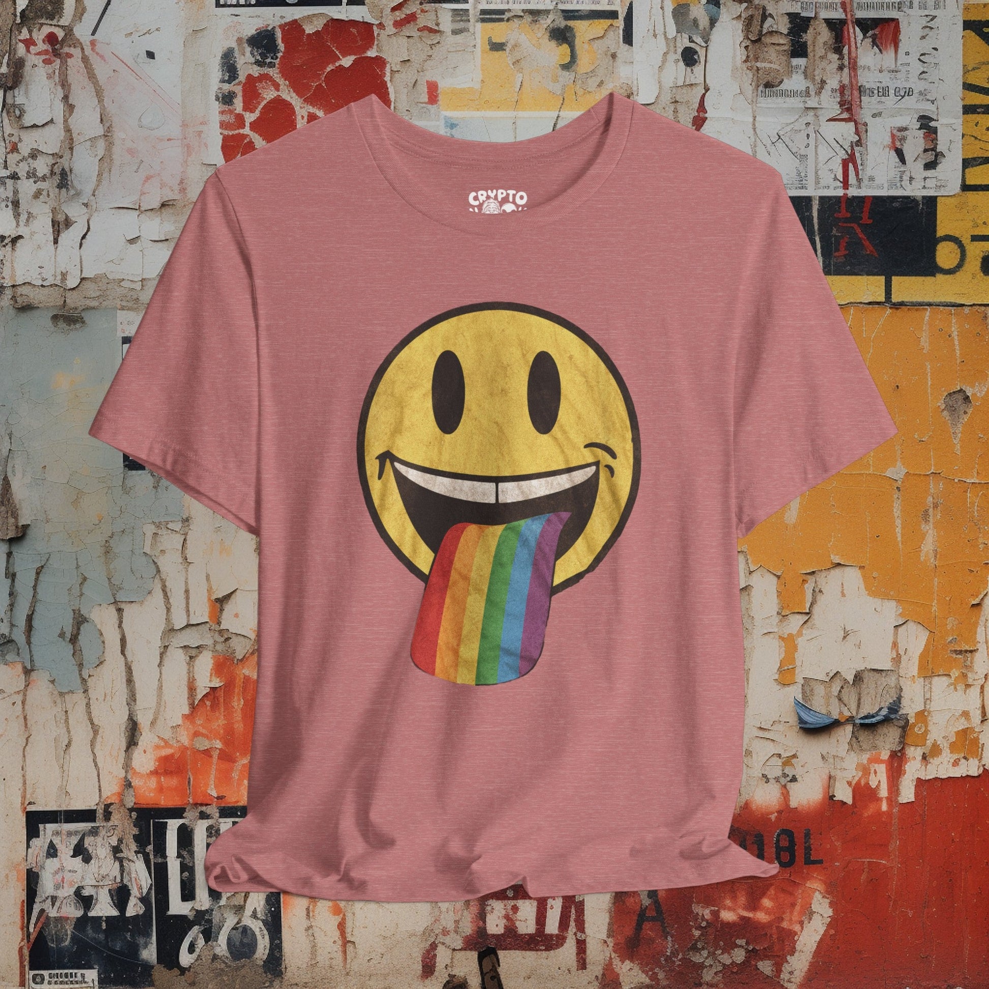 T-Shirt - Rainbow Tongue Smiley Face Shirt | Bella + Canvas Unisex T-shirt from Crypto Zoo Tees