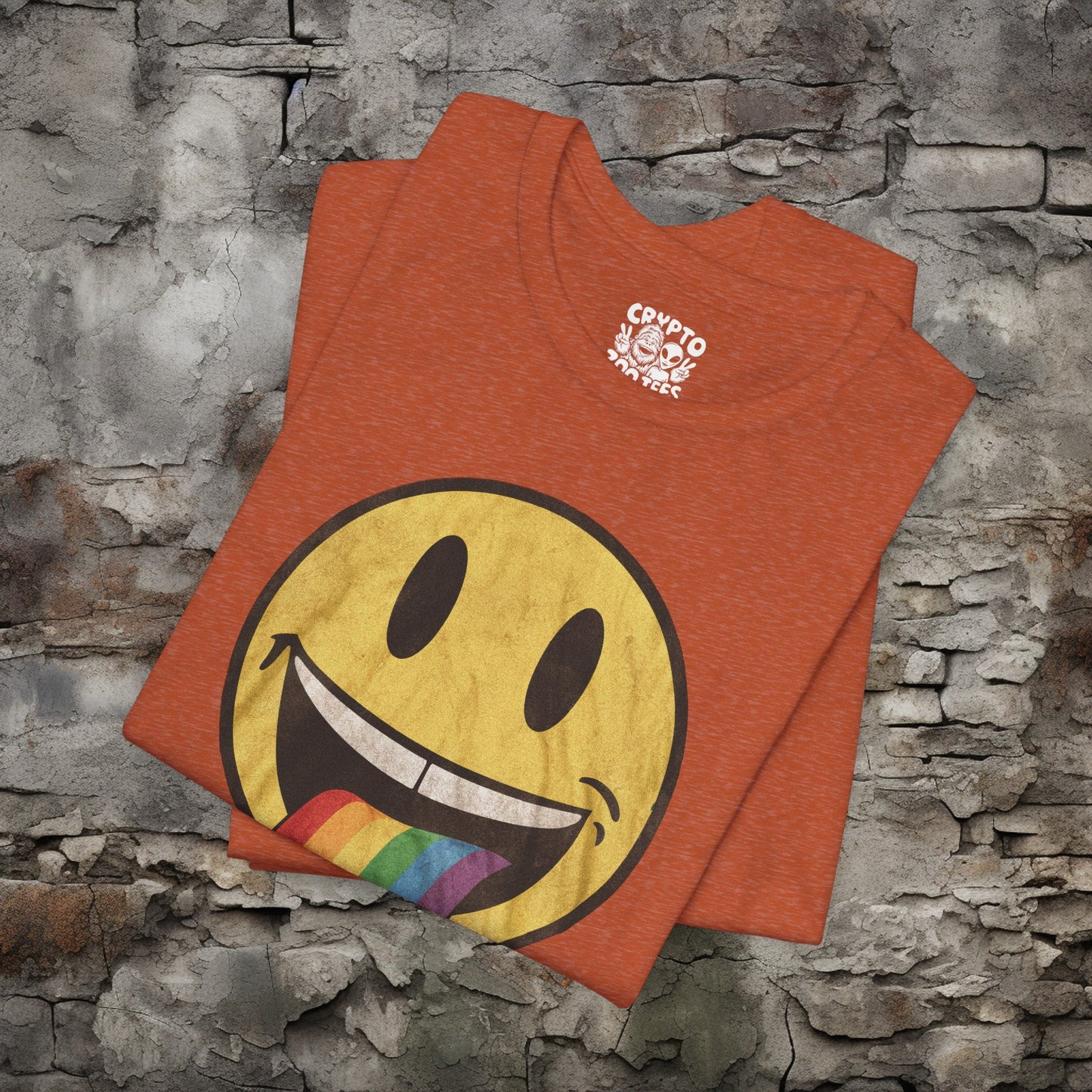 T-Shirt - Rainbow Tongue Smiley Face Shirt | Bella + Canvas Unisex T-shirt from Crypto Zoo Tees