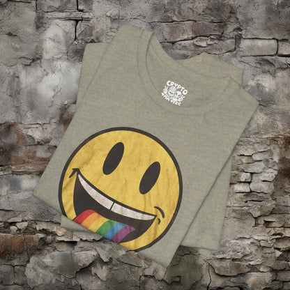 T-Shirt - Rainbow Tongue Smiley Face Shirt | Bella + Canvas Unisex T-shirt from Crypto Zoo Tees