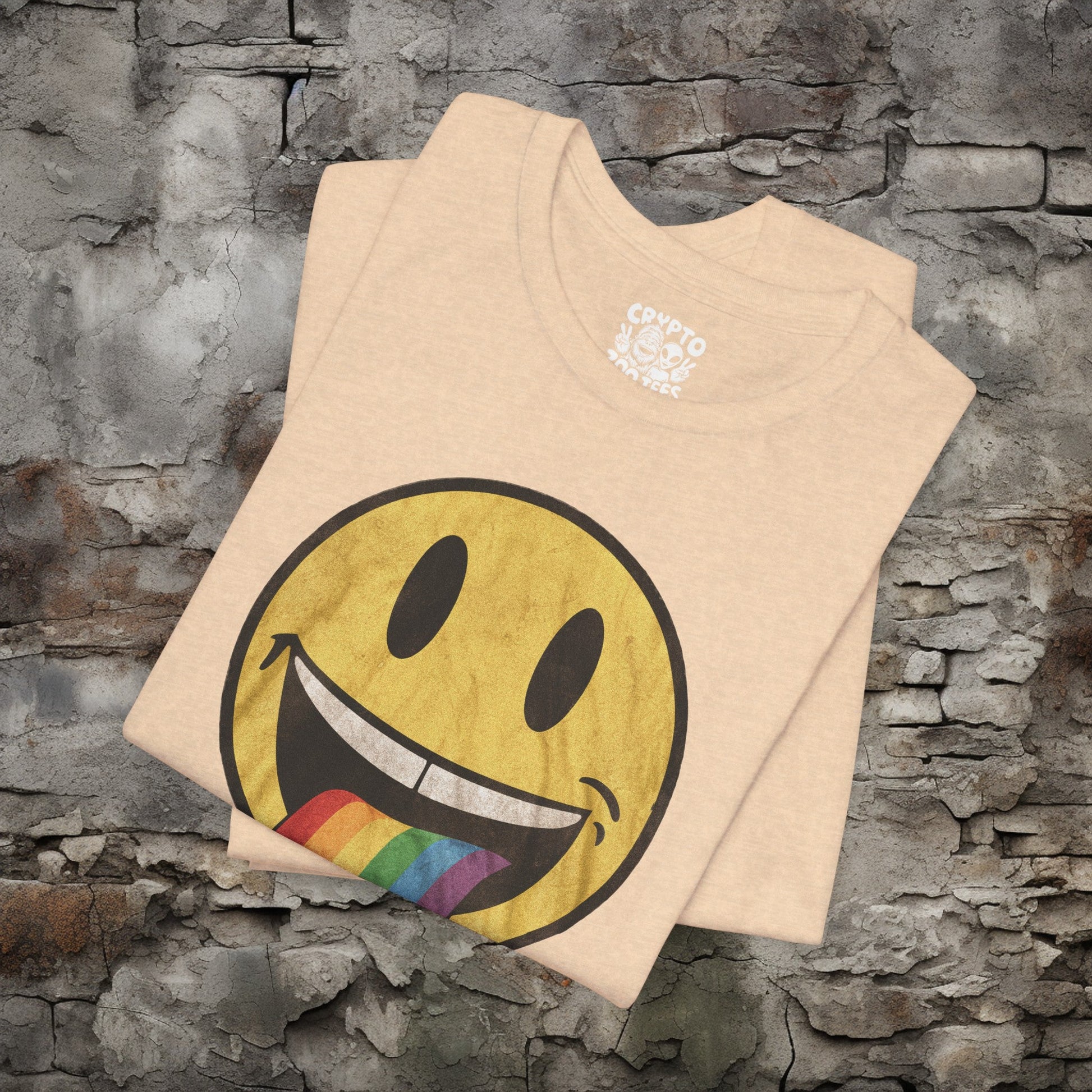 T-Shirt - Rainbow Tongue Smiley Face Shirt | Bella + Canvas Unisex T-shirt from Crypto Zoo Tees