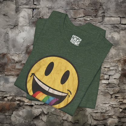 T-Shirt - Rainbow Tongue Smiley Face Shirt | Bella + Canvas Unisex T-shirt from Crypto Zoo Tees