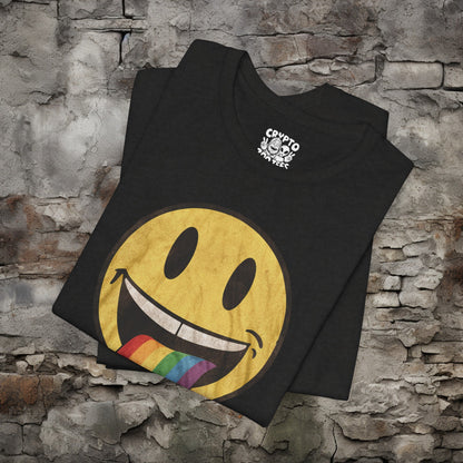 T-Shirt - Rainbow Tongue Smiley Face Shirt | Bella + Canvas Unisex T-shirt from Crypto Zoo Tees