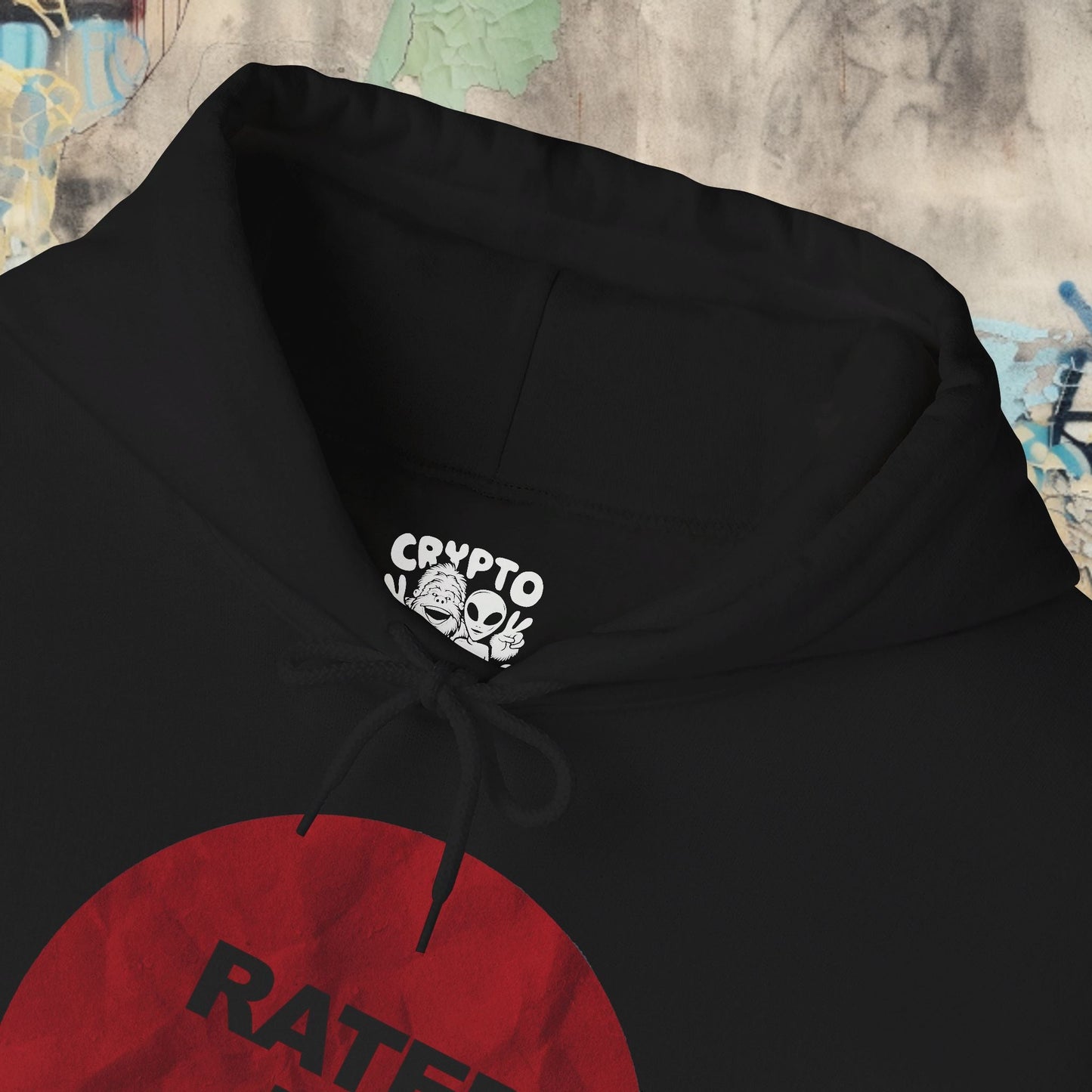 Hoodie - Rated R Vintage VHS Sticker | Hoodie | Hooded Sweatshirt from Crypto Zoo Tees