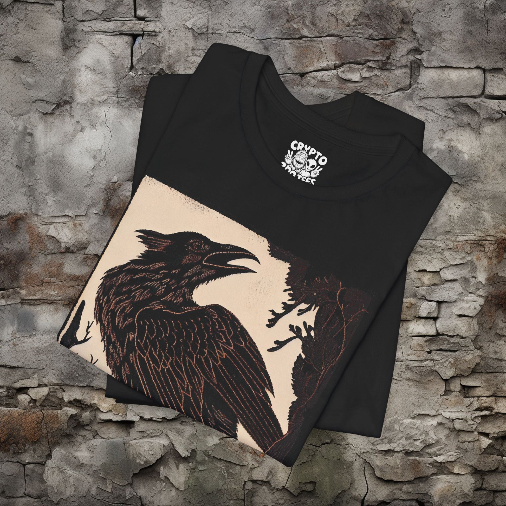 T-Shirt - Raven Goth Tee | Unisex T-shirt | Gothic, Literary | Dark, Poetic from Crypto Zoo Tees