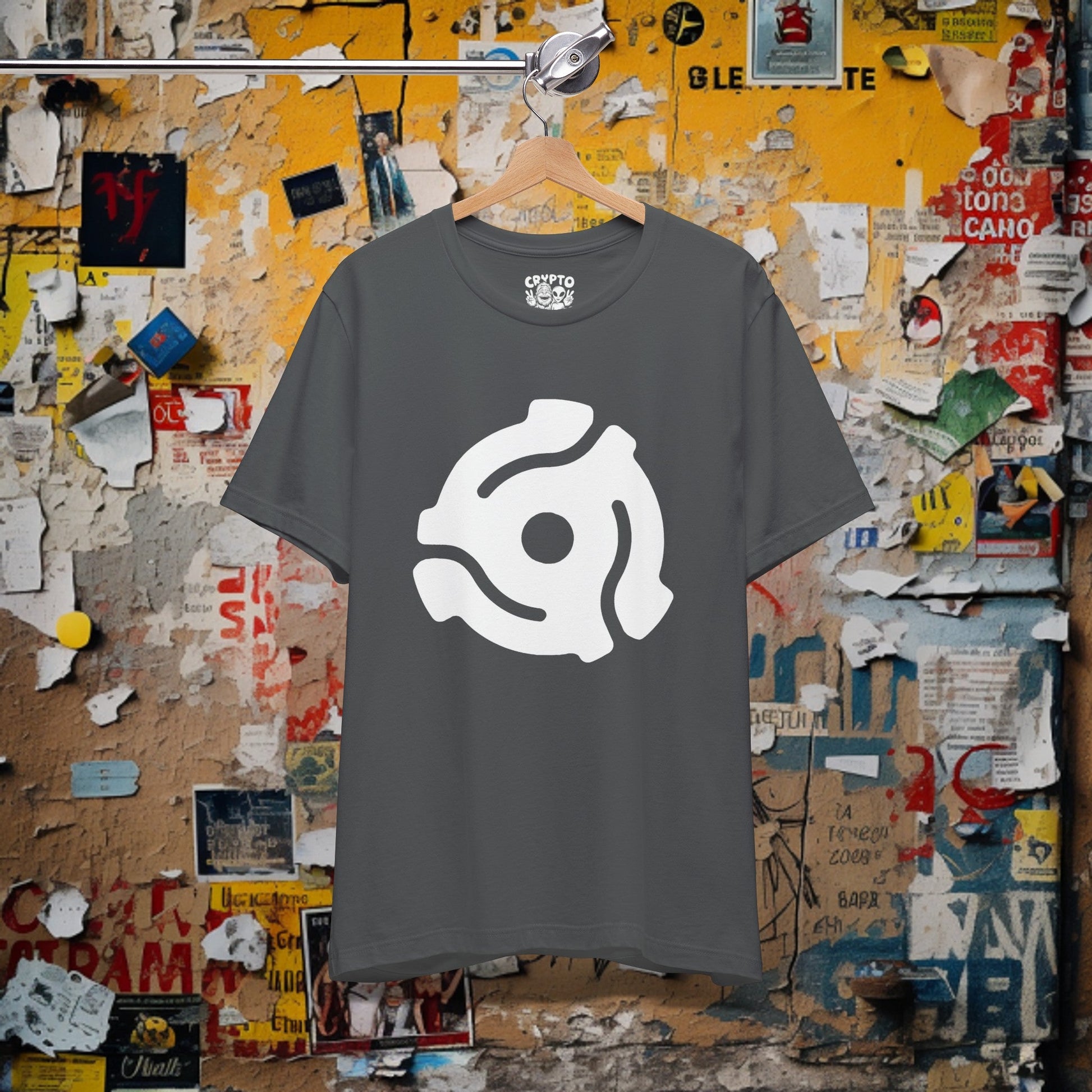 T-Shirt - Record Player 45 Adapter Vinyl Music Lover | Bella + Canvas Unisex T-shirt from Crypto Zoo Tees