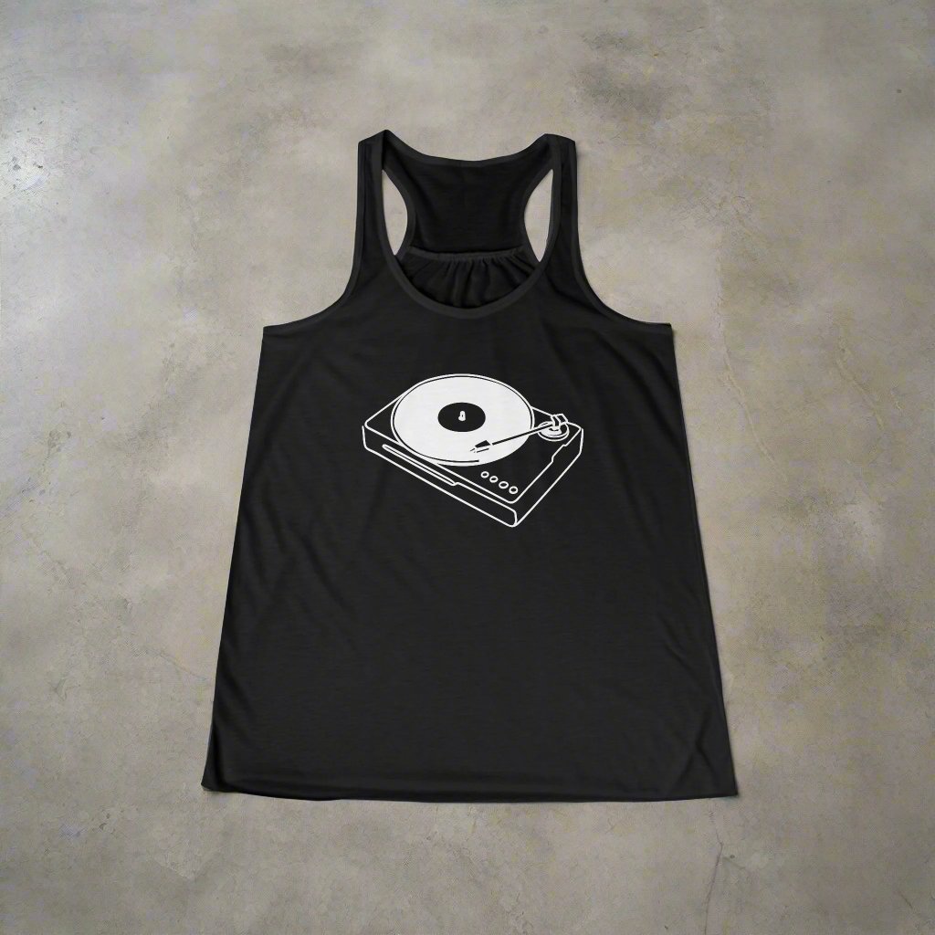 Tank Top - Record Player | Retro | Music Media | Ladies Racerback Tank Top from Crypto Zoo Tees