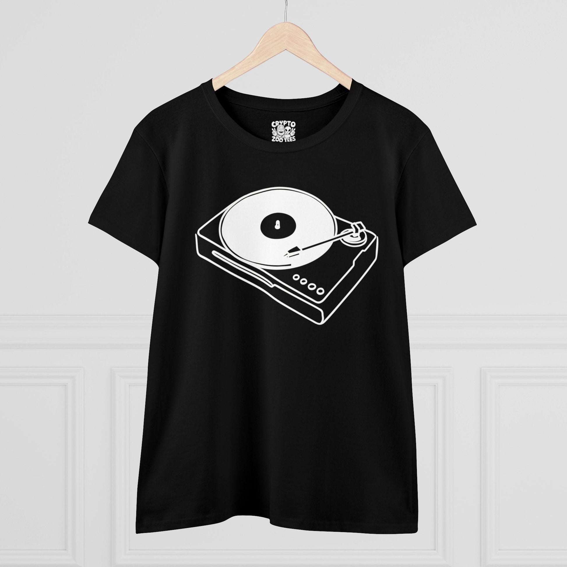 T-Shirt - Record Player | Retro | Music Media | Women's T-Shirt | Cotton Tee from Crypto Zoo Tees