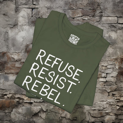 T-Shirt - Refuse Resist Rebel Revolt Anarchy Punk Tee | Bella + Canvas Unisex T-shirt from Crypto Zoo Tees