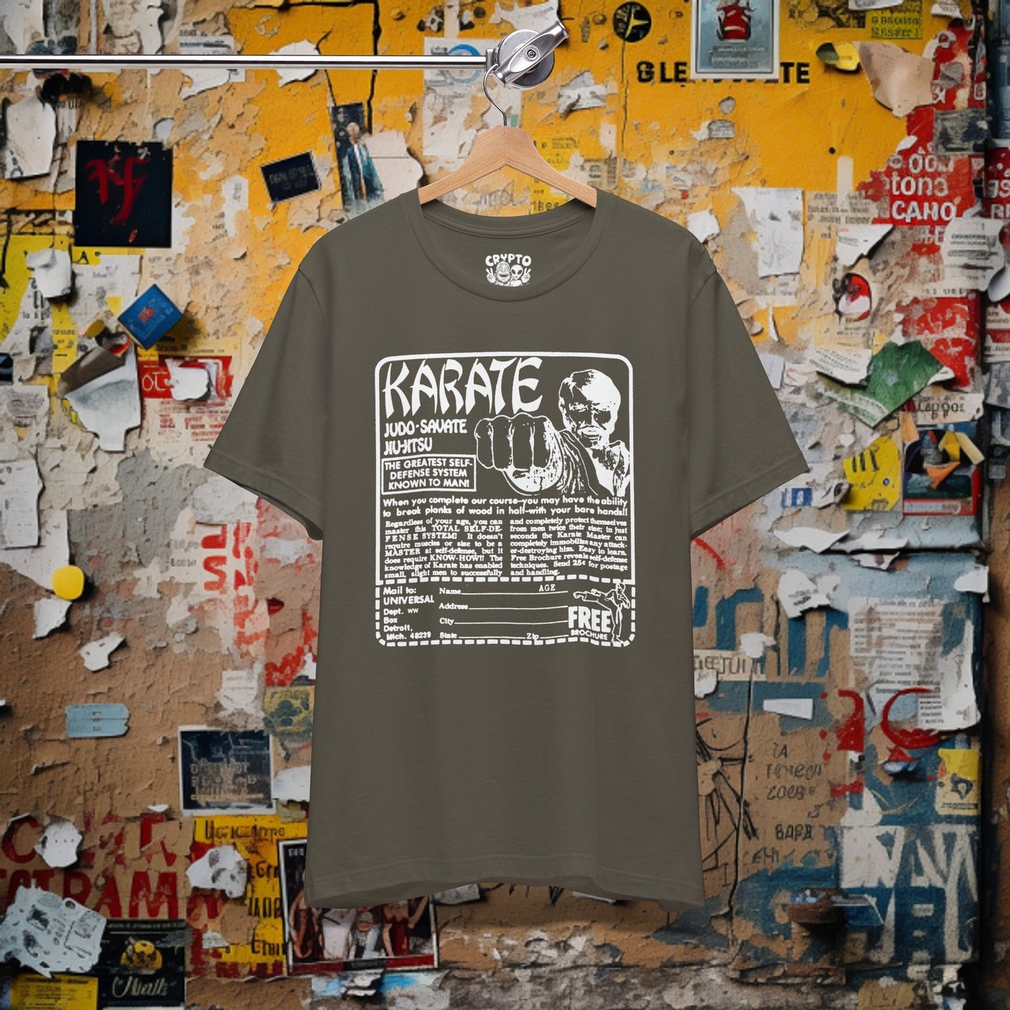 T-Shirt - Retro Karate Advertisement T-shirt | Bella + Canvas Unisex T-shirt from Crypto Zoo Tees