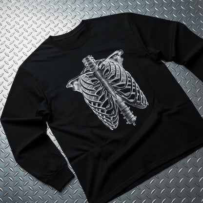 Long - sleeve - Ribcage Long Sleeve | Unisex Long Sleeve Tee - Guldan 2400 | Skulls & Skeletons | Goth/Gothic from Crypto Zoo Tees