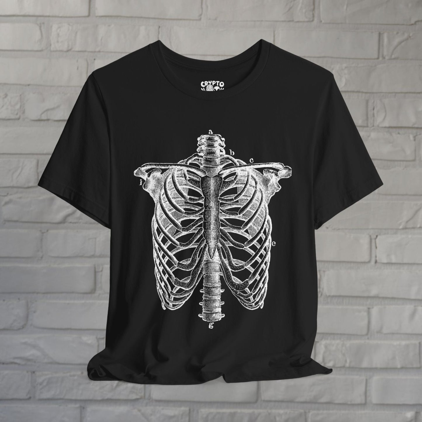 T-Shirt - Ribcage Shirt | Light Fitted - Unisex Bella+Canvas 3001 | Skulls & Skeletons | Goth/Gothic from Crypto Zoo Tees