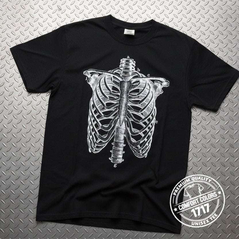 T-Shirt - Ribcage Shirt | Skulls & Skeletons | Unisex Heavy Vintage - Unisex Comfort Colors 1717 from Crypto Zoo Tees