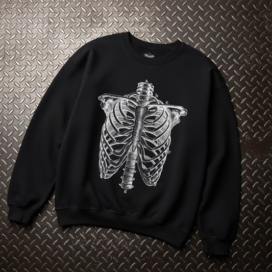 Sweatshirt - Ribcage Sweatshirt | Skulls & Skeletons | Unisex Crewneck Sweatshirt - Gildan 18000 from Crypto Zoo Tees