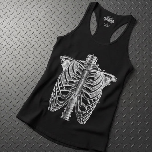 Tank Top - Ribcage Tank Top | Skulls & Skeletons | Ladies Racerback Tank Top - Next Level 1533 from Crypto Zoo Tees