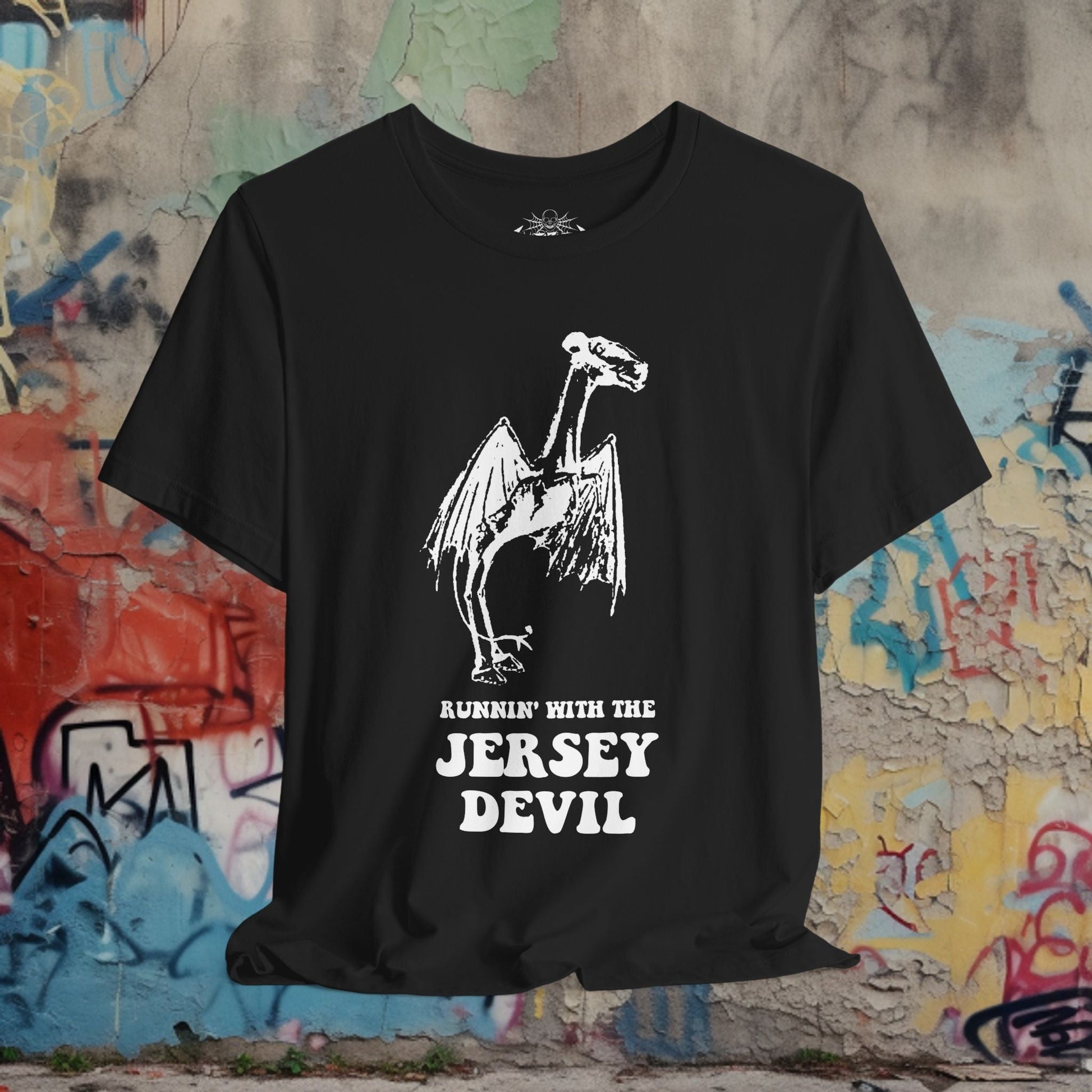 T-Shirt - Runnin' with the Jersey Devil | Unisex T-shirt | Cryptid, Paranormal, Funny | Gothic, Folklore from Crypto Zoo Tees