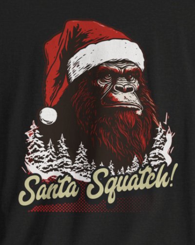 T-Shirt - Santa Squatch | Funny Bigfoot Christmas Tee | Bella + Canvas Unisex T-shirt from Crypto Zoo Tees