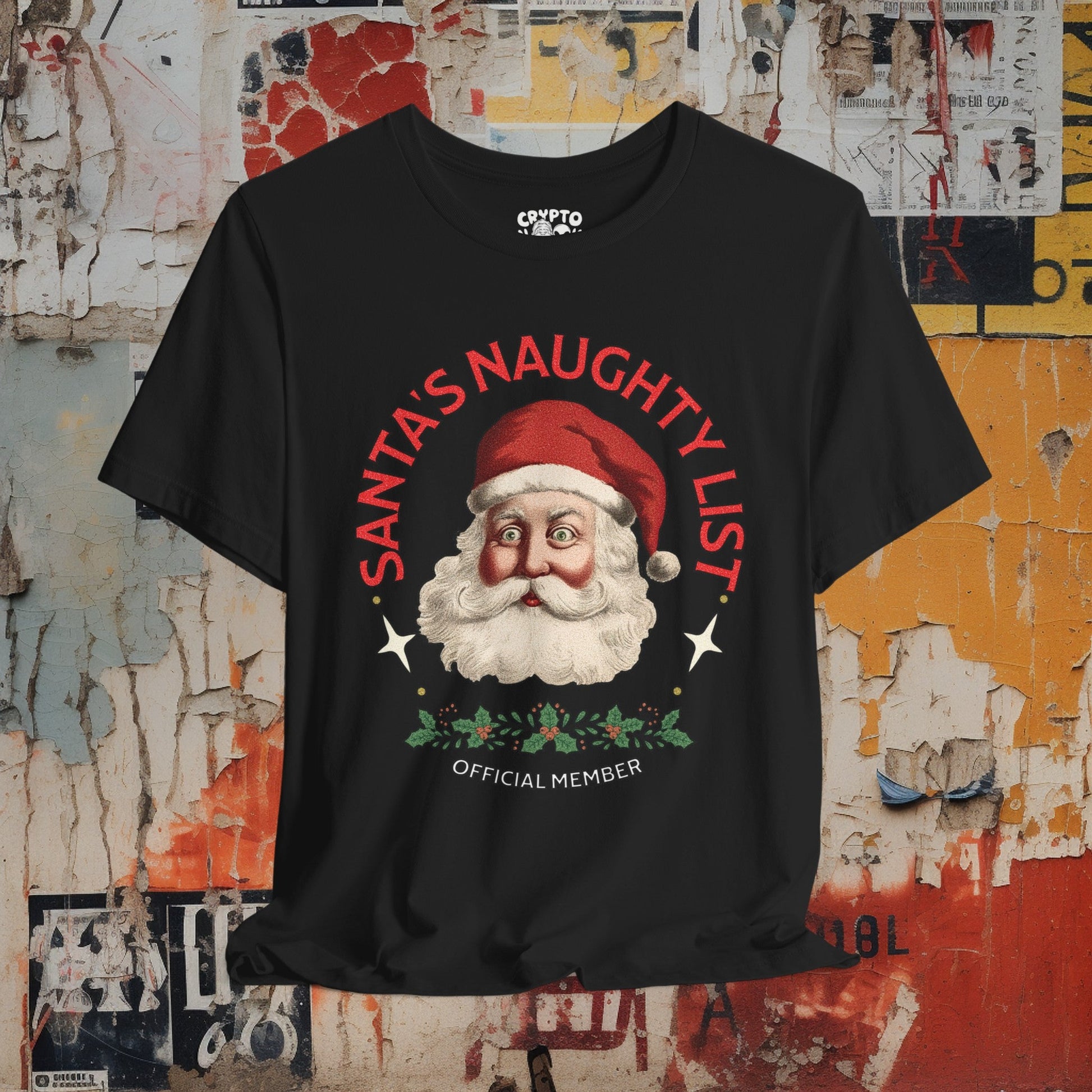 T-Shirt - Santa's Naughty List Official Member Tee | Funny Christmas Shirt | Bella + Canvas Unisex T-shirt from Crypto Zoo Tees