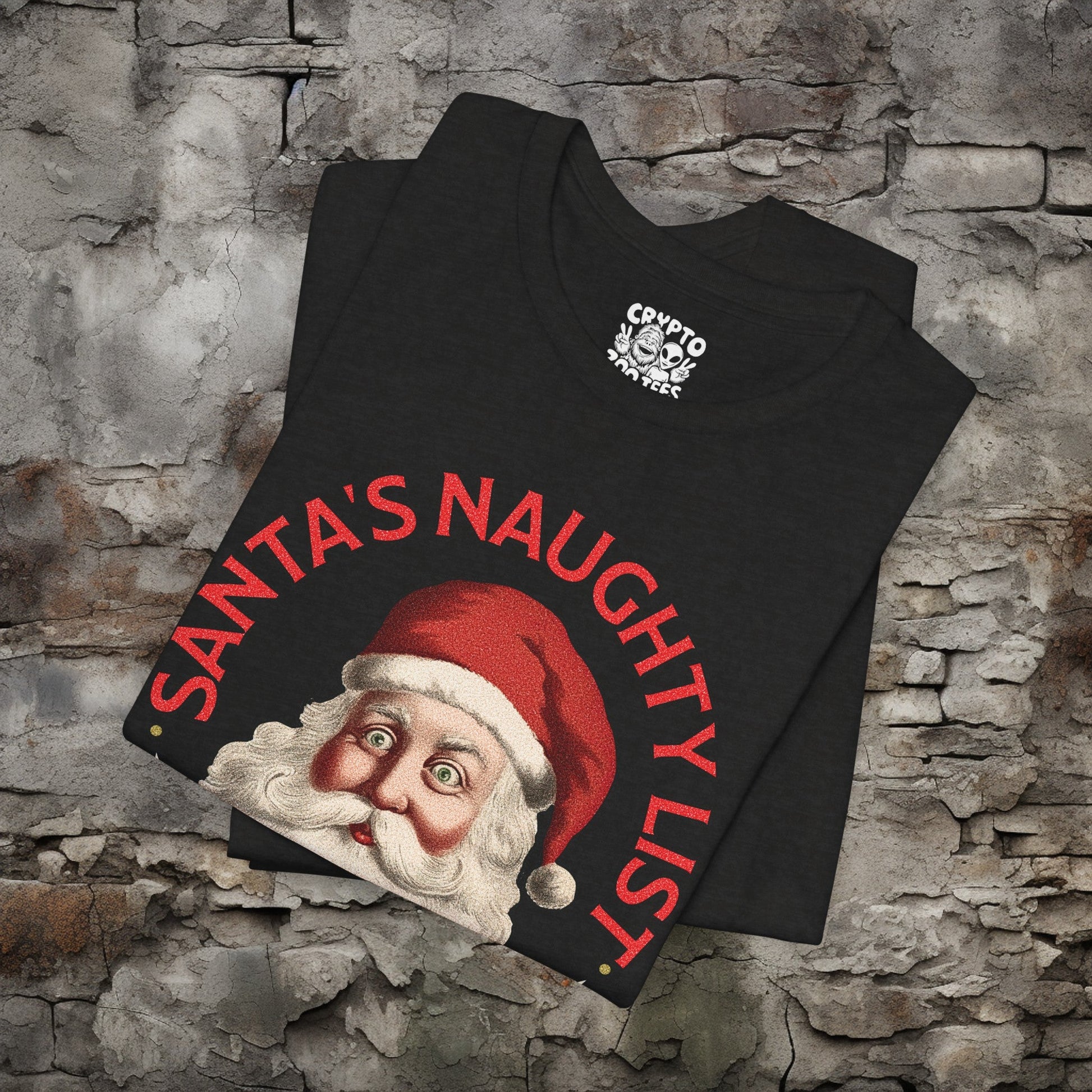 T-Shirt - Santa's Naughty List Official Member Tee | Funny Christmas Shirt | Bella + Canvas Unisex T-shirt from Crypto Zoo Tees