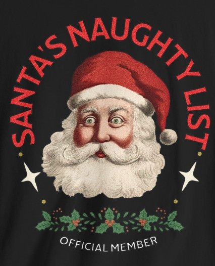 T-Shirt - Santa's Naughty List Official Member Tee | Funny Christmas Shirt | Bella + Canvas Unisex T-shirt from Crypto Zoo Tees