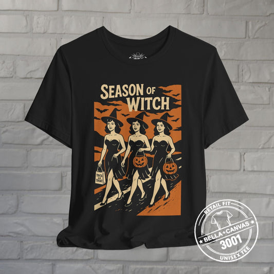 T-Shirt - Season of the Witch | Unisex T-shirt (Bella+Canvas 3001) | Halloween, Spiritual | Goth/Gothic, Retro &amp; Vintage from Crypto Zoo Tees