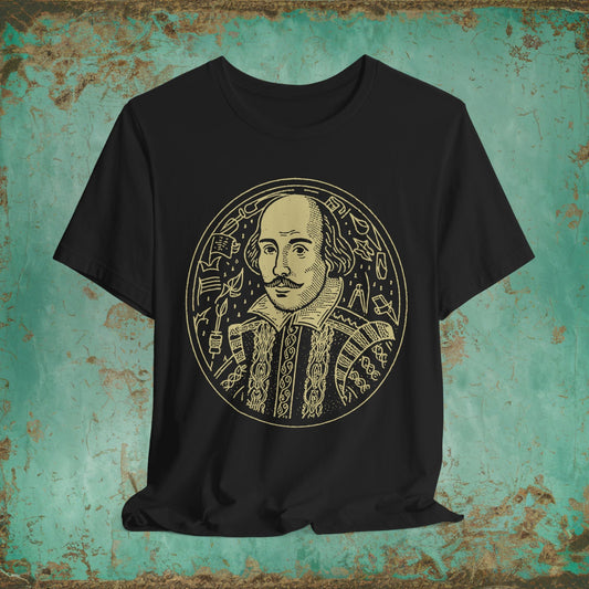 T-Shirt - Shakespeare Tee - Literary T-Shirt, William Shakespeare Gift, Classic Literature Shirt, Unisex Tee for Book Lovers and Theater Fans from Crypto Zoo Tees