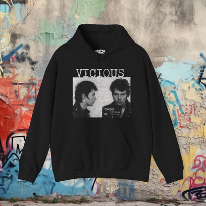 Hoodie - Sid Vicious Mugshot | Hoodie | Hooded Sweatshirt from Crypto Zoo Tees