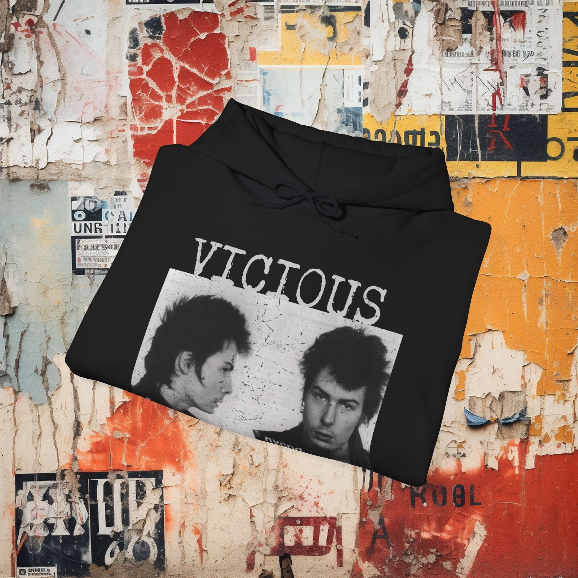 Hoodie - Sid Vicious Mugshot | Hoodie | Hooded Sweatshirt from Crypto Zoo Tees