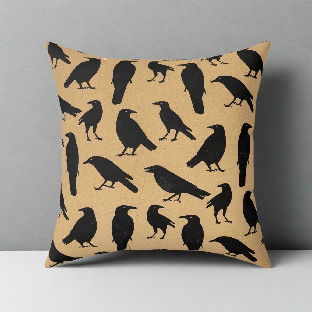 Home Decor - Simple Elegant Crow Pattern | Home Decor | Spun Polyester Pillow | Pillow Included! from Crypto Zoo Tees