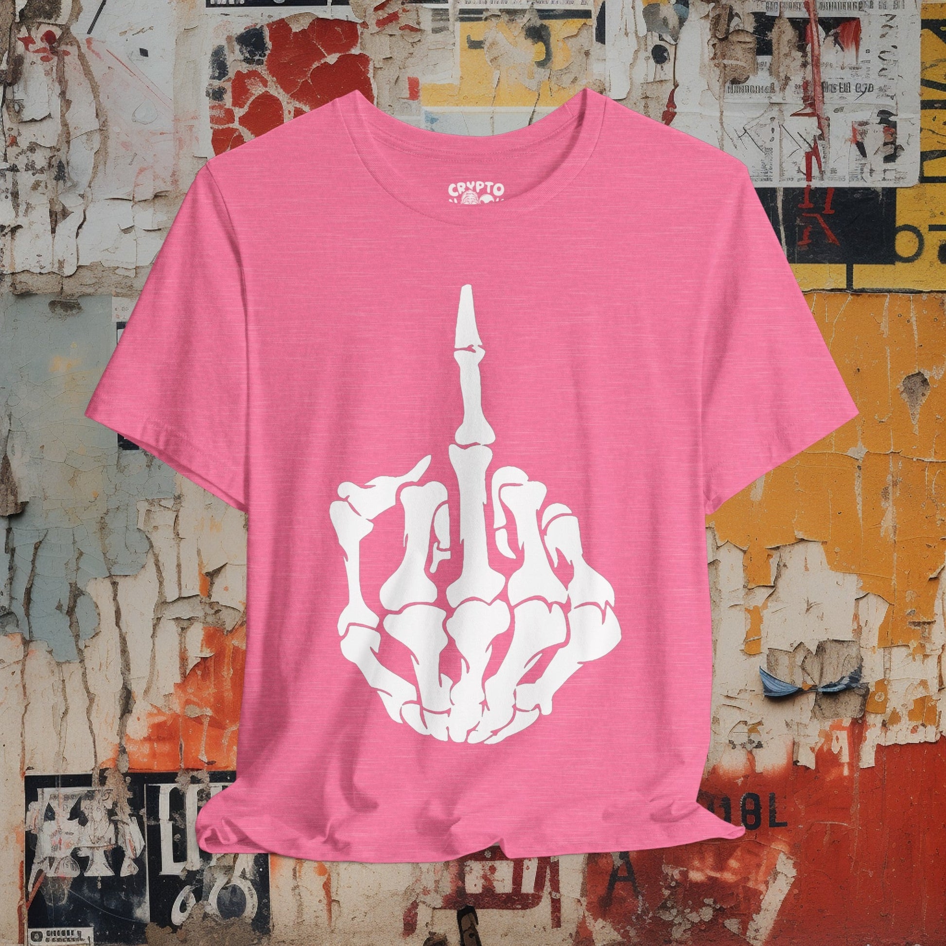 T-Shirt - Skeletal Middle Finger | Bella + Canvas Unisex T-shirt from Crypto Zoo Tees