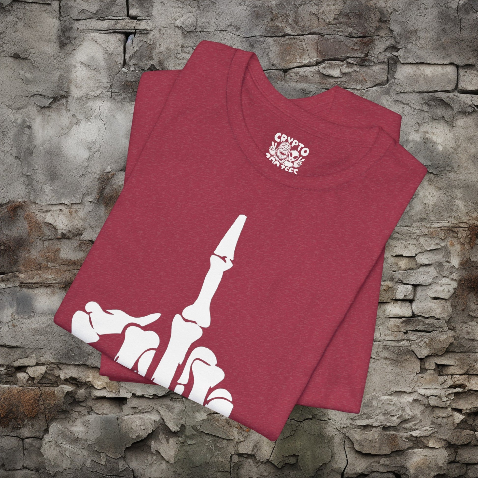 T-Shirt - Skeletal Middle Finger | Bella + Canvas Unisex T-shirt from Crypto Zoo Tees