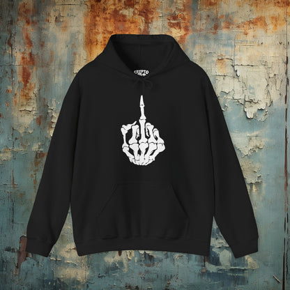 Hoodie - Skeletal Middle Finger | Hoodie | Hooded Sweatshirt from Crypto Zoo Tees