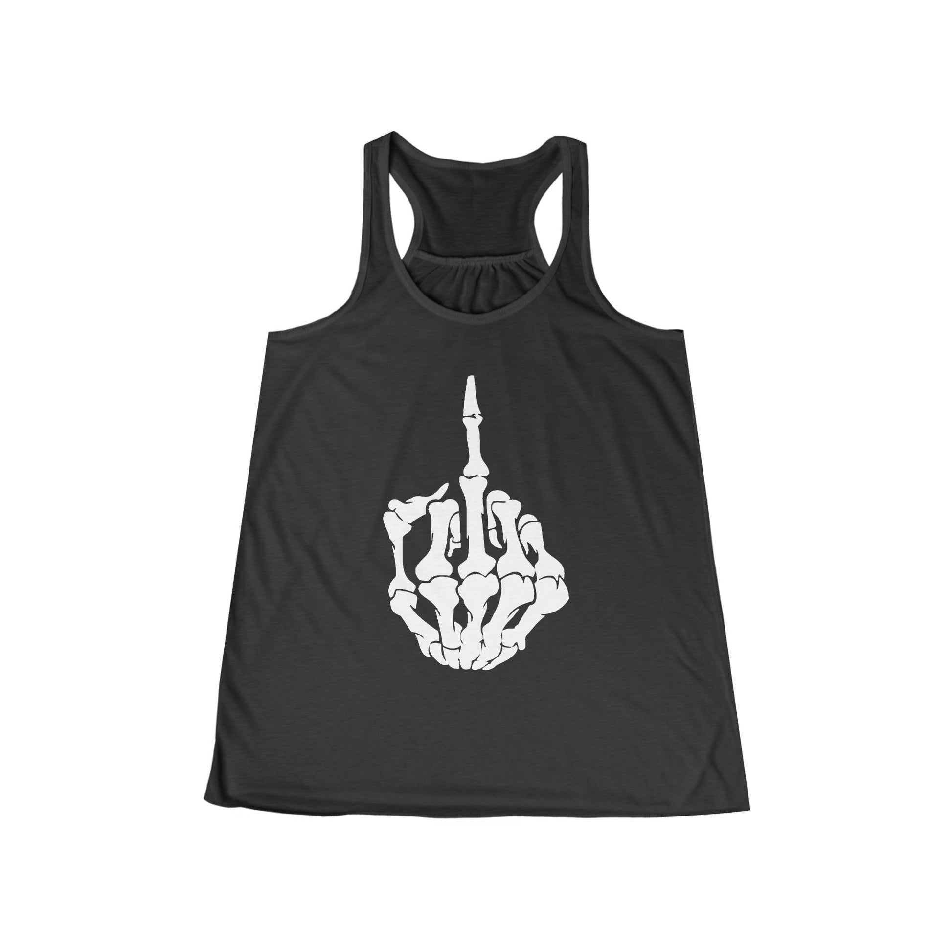 Tank Top - Skeletal Middle Finger | Ladies Racerback Tank Top from Crypto Zoo Tees