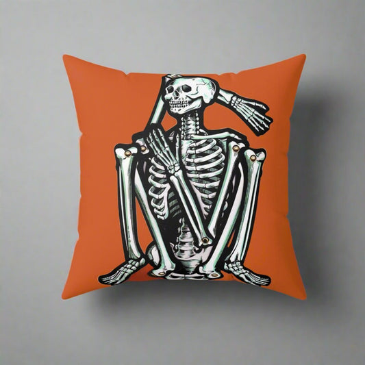 Home Decor - Skeleton Halloween Decor Pillow | Halloween Decor | Spun Polyester Square Pillow | Pillow Included! from Crypto Zoo Tees