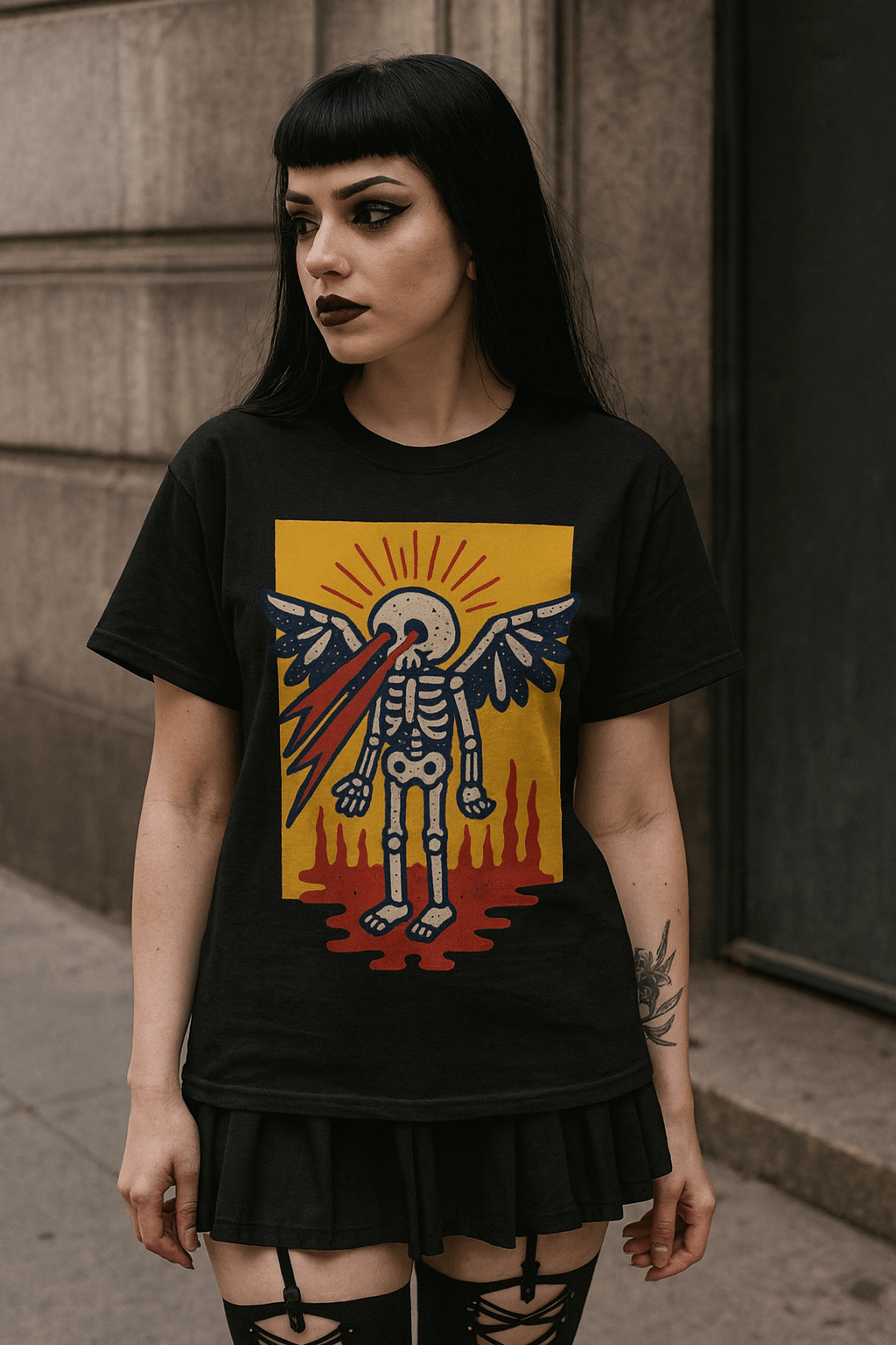 T-Shirt - Skeleton Laser Eyes | Skulls & Skeletons, Psychedelic | Unisex Shirt, Ladies Tee, Tank Top, Long Sleeve, Sweatshirt, Hoodie from Crypto Zoo Tees