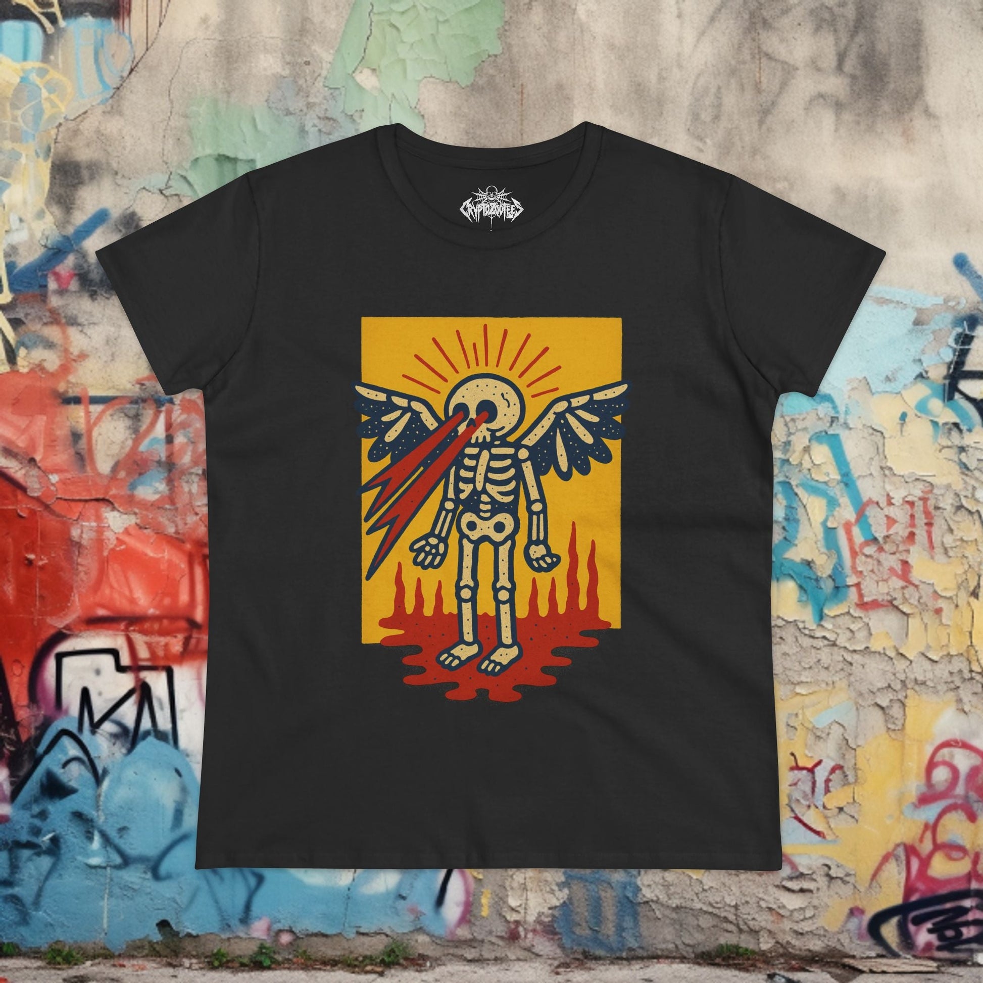 T-Shirt - Skeleton Laser Eyes | Skulls & Skeletons, Psychedelic | Unisex Shirt, Ladies Tee, Tank Top, Long Sleeve, Sweatshirt, Hoodie from Crypto Zoo Tees