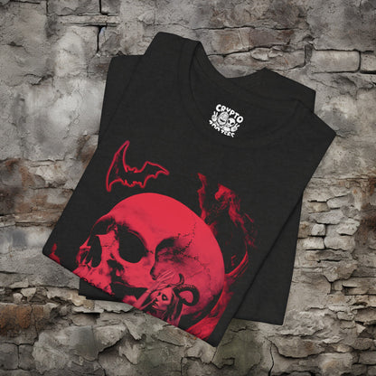 T - Shirt - Skull and Woman with Horns | Skulls and Skeletons | Horror | Bella + Canvas Unisex T - shirt from Crypto Zoo Tees