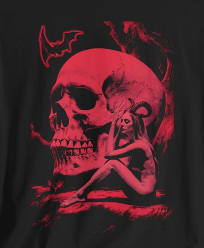 T - Shirt - Skull and Woman with Horns | Skulls and Skeletons | Horror | Bella + Canvas Unisex T - shirt from Crypto Zoo Tees