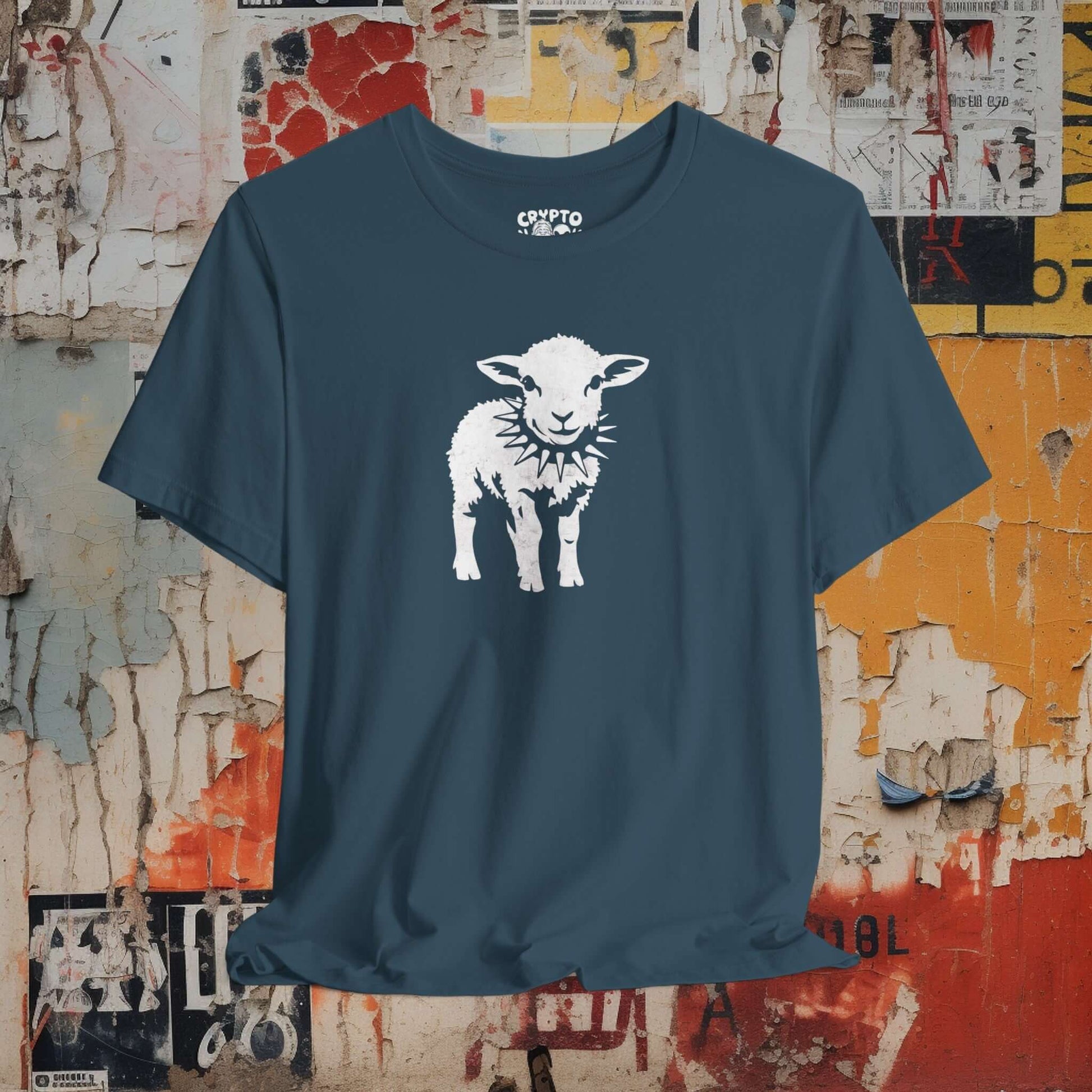 T-Shirt - Small Punk Sheep in Spiked Collar Shirt | Bella + Canvas Unisex T-shirt from Crypto Zoo Tees