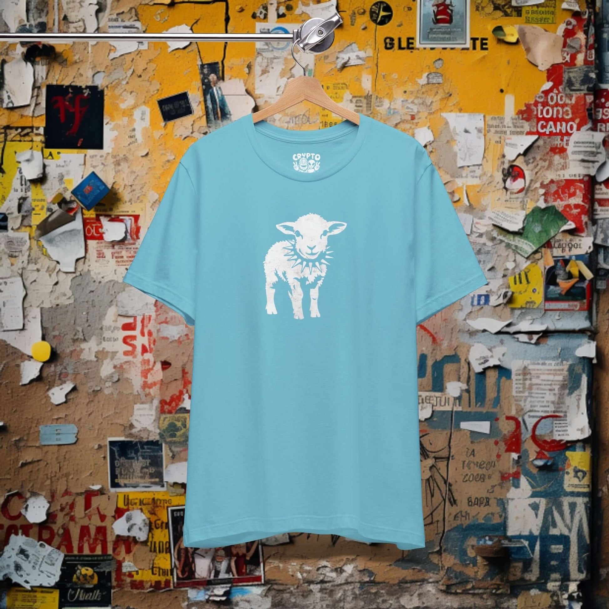 T-Shirt - Small Punk Sheep in Spiked Collar Shirt | Bella + Canvas Unisex T-shirt from Crypto Zoo Tees