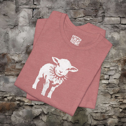 T-Shirt - Small Punk Sheep in Spiked Collar Shirt | Bella + Canvas Unisex T-shirt from Crypto Zoo Tees