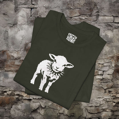 T-Shirt - Small Punk Sheep in Spiked Collar Shirt | Bella + Canvas Unisex T-shirt from Crypto Zoo Tees