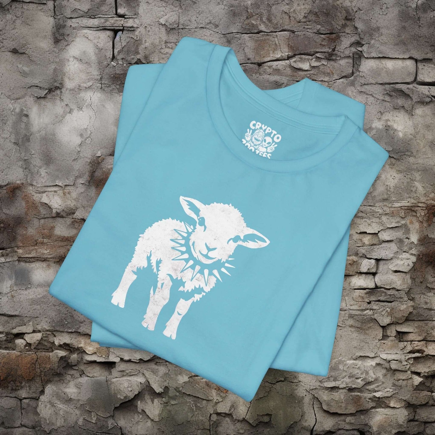 T-Shirt - Small Punk Sheep in Spiked Collar Shirt | Bella + Canvas Unisex T-shirt from Crypto Zoo Tees