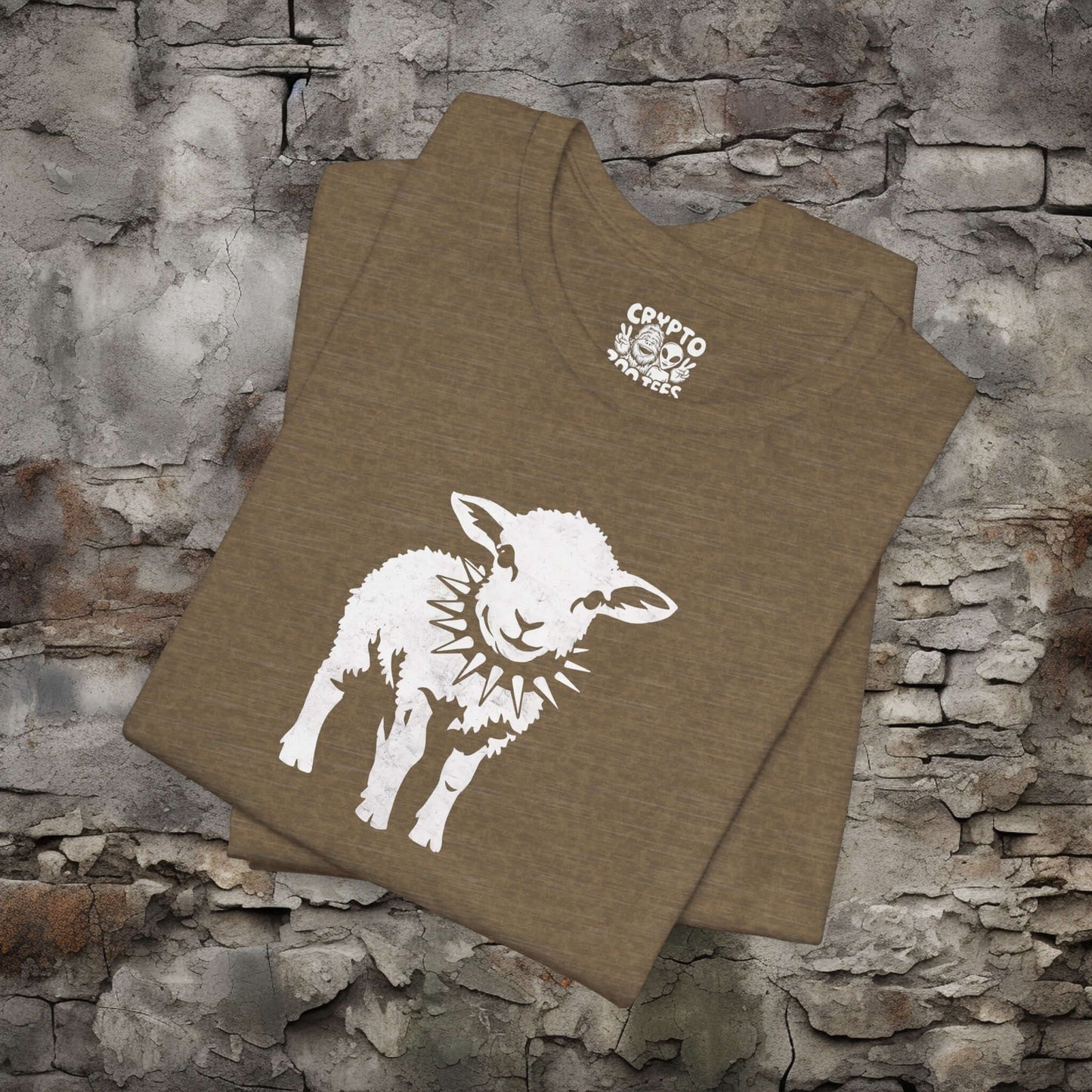 T-Shirt - Small Punk Sheep in Spiked Collar Shirt | Bella + Canvas Unisex T-shirt from Crypto Zoo Tees