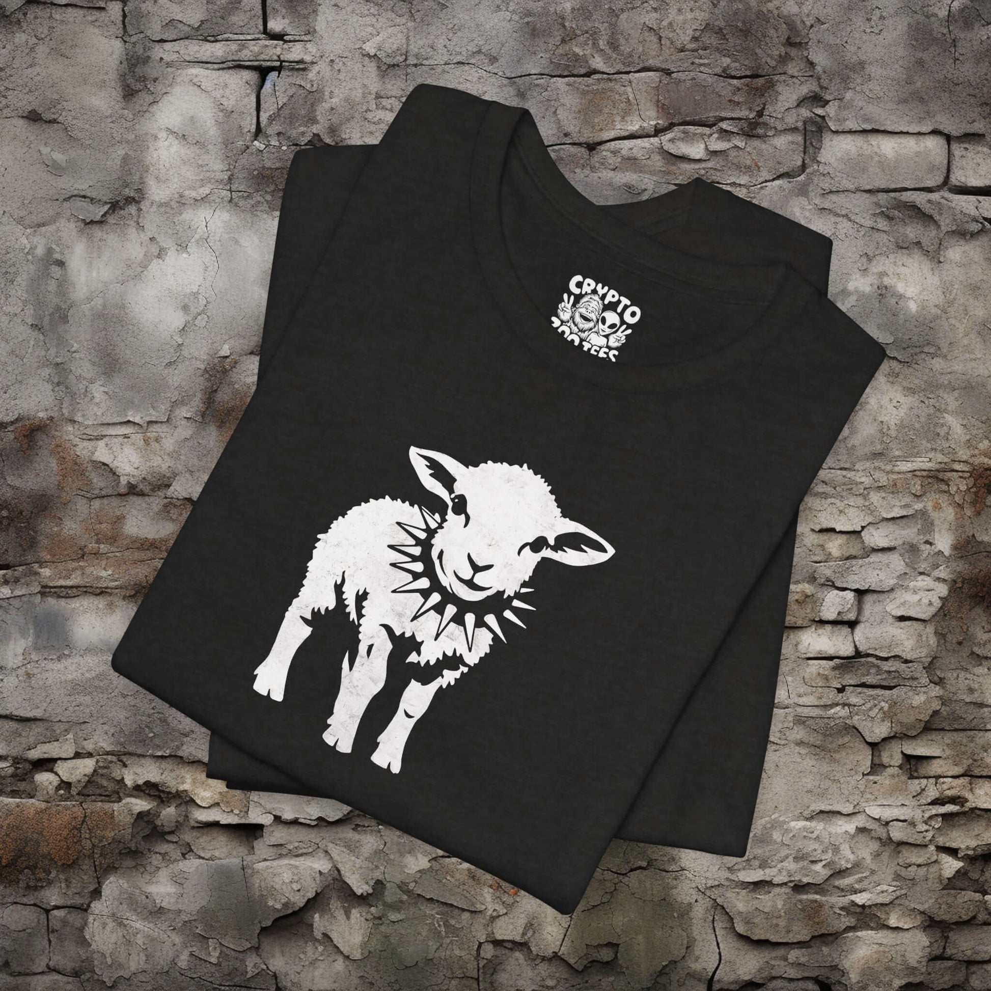 T-Shirt - Small Punk Sheep in Spiked Collar Shirt | Bella + Canvas Unisex T-shirt from Crypto Zoo Tees