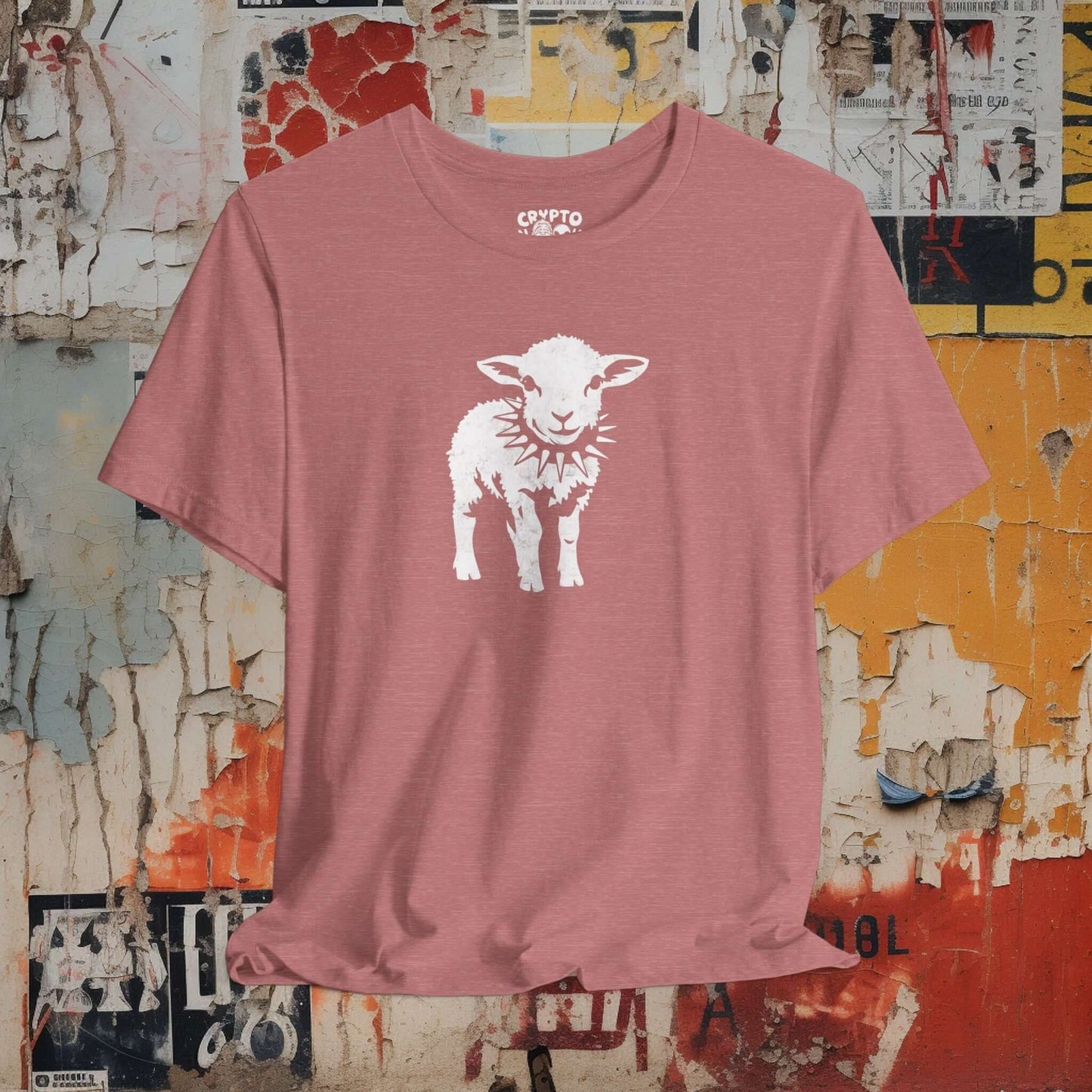 T-Shirt - Small Punk Sheep in Spiked Collar Shirt | Bella + Canvas Unisex T-shirt from Crypto Zoo Tees