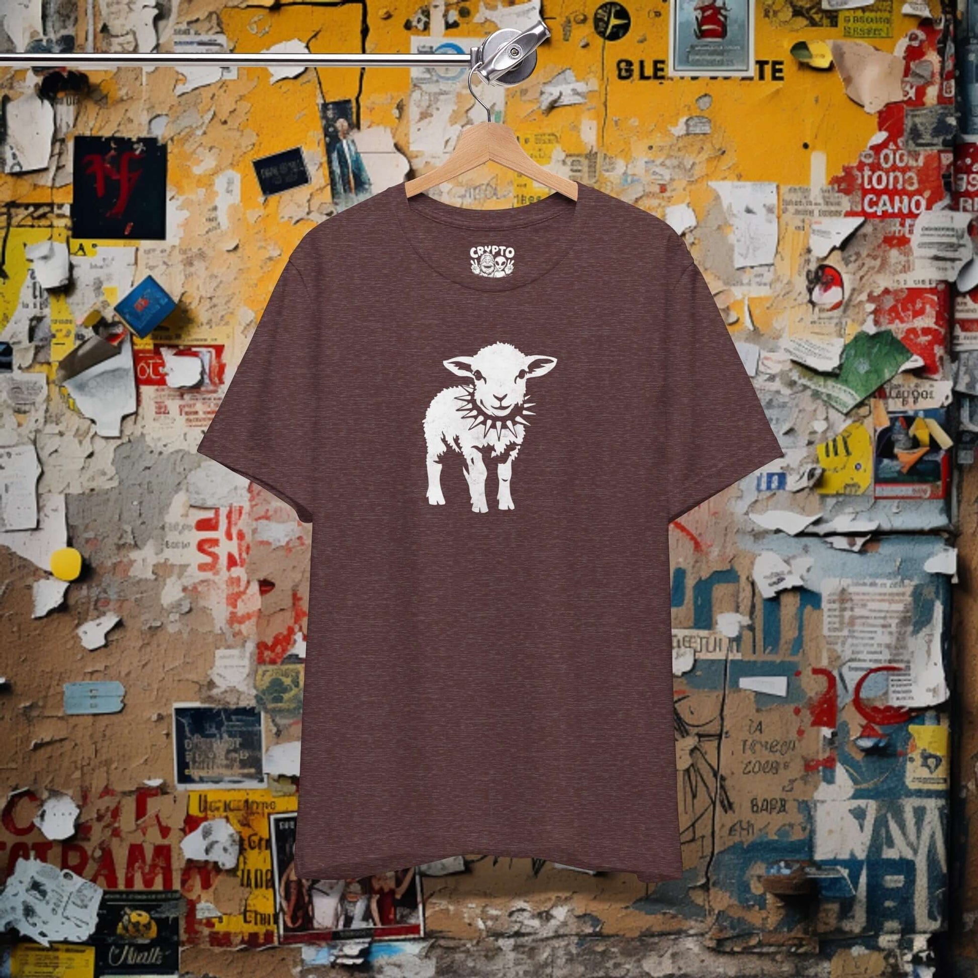 T-Shirt - Small Punk Sheep in Spiked Collar Shirt | Bella + Canvas Unisex T-shirt from Crypto Zoo Tees