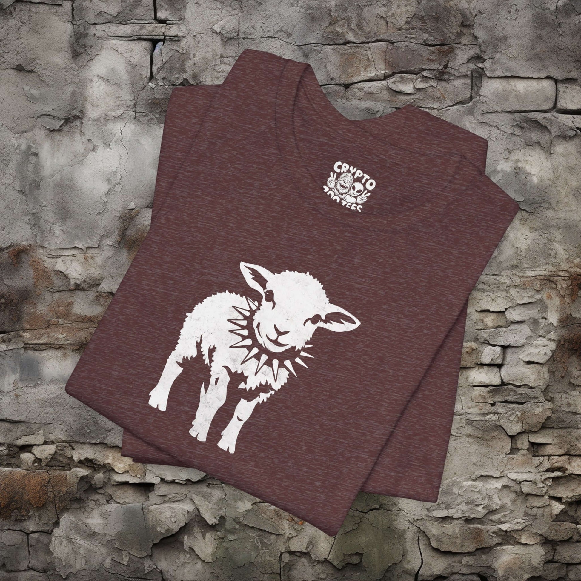 T-Shirt - Small Punk Sheep in Spiked Collar Shirt | Bella + Canvas Unisex T-shirt from Crypto Zoo Tees